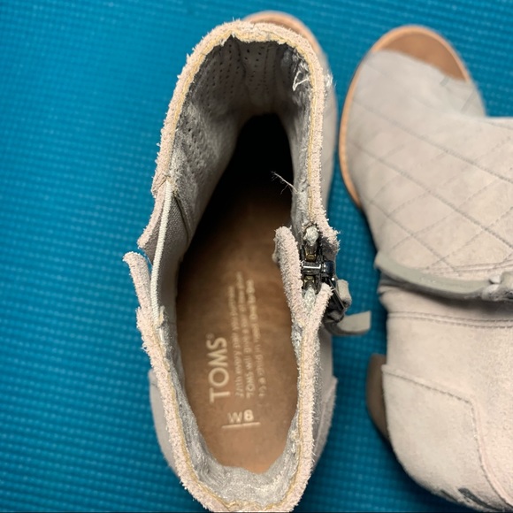 TOM’s Majorca Peep Toe Suede Heeled Shoes - Picture 6 of 8